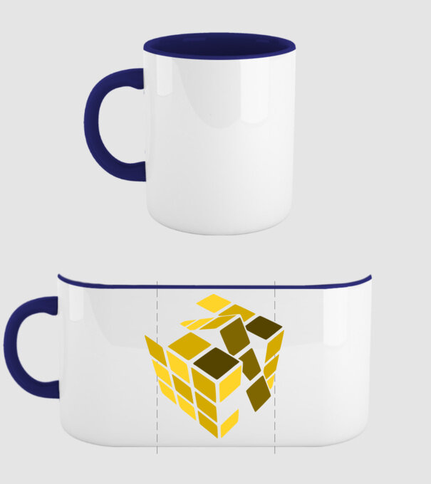 Rubik yellow minta sötétkék pólón