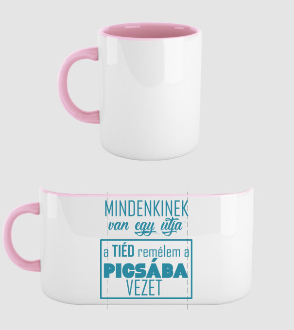 van egy út kék minta világos rózsaszín pólón