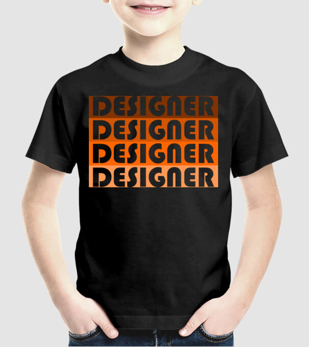 designer narancs minta fekete pólón