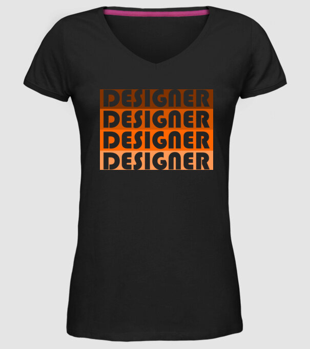 designer narancs minta fekete pólón