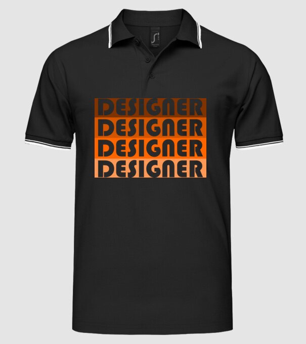 designer narancs minta fekete pólón