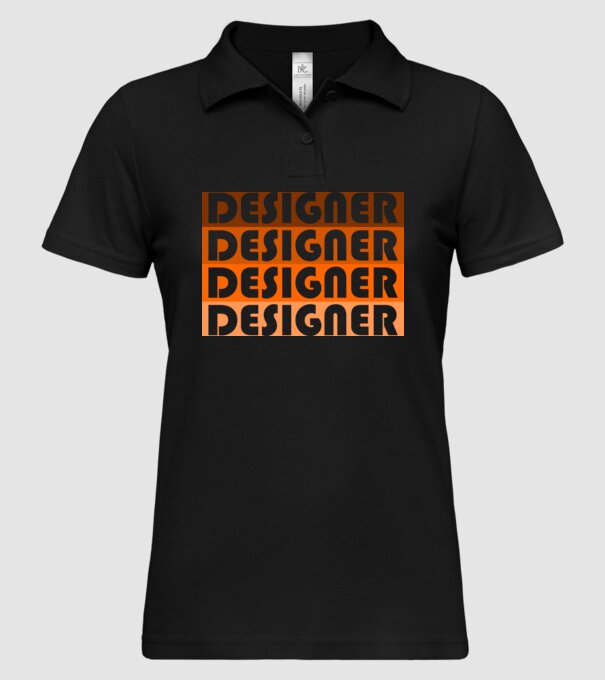 designer narancs minta fekete pólón