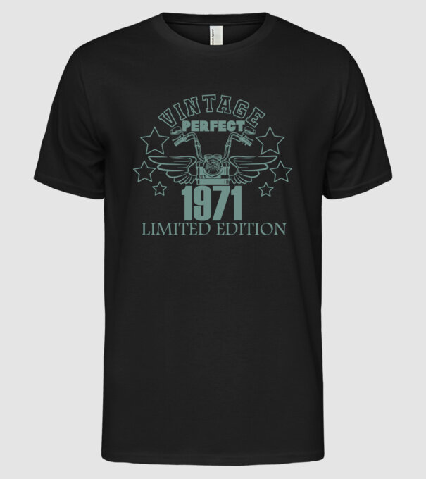 vintage 1971 minta fekete pólón