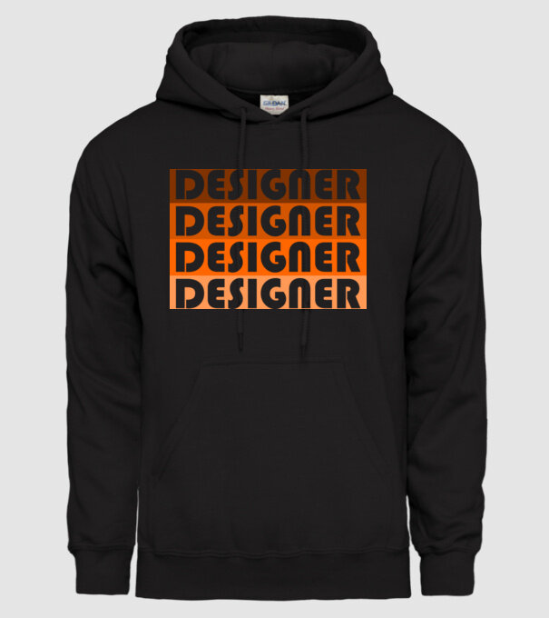 designer narancs minta fekete pólón