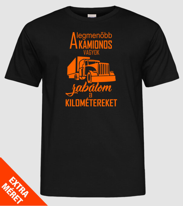 kamionos narancs minta fekete pólón
