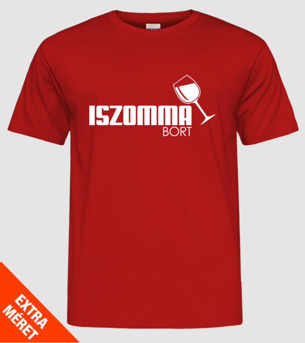 iszomma bort fehér minta piros pólón