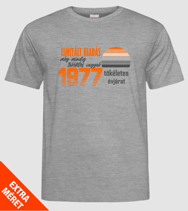 limitált kiadás 1977 minta szürke pólón