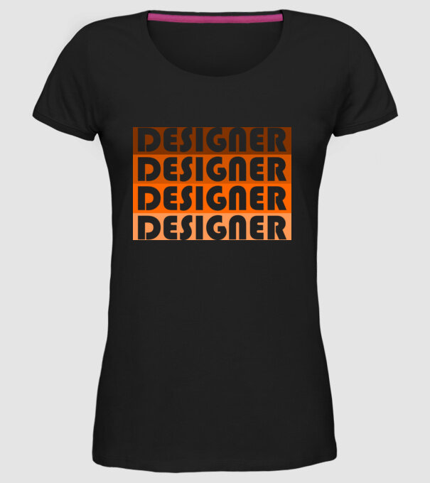 designer narancs minta fekete pólón