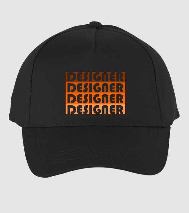 designer narancs minta fekete pólón