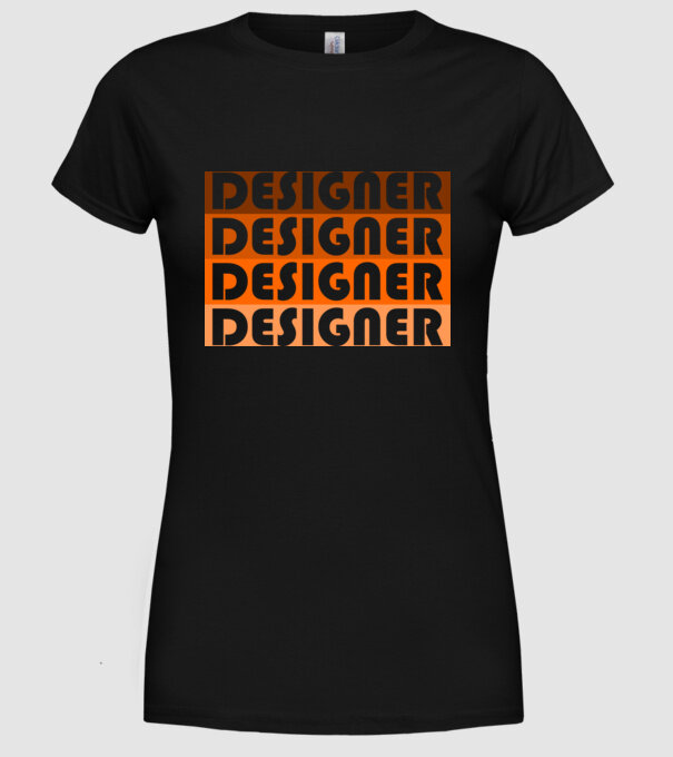 designer narancs minta fekete pólón