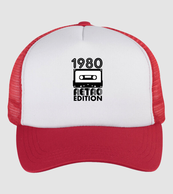 1980 retro minta fehér/piros pólón