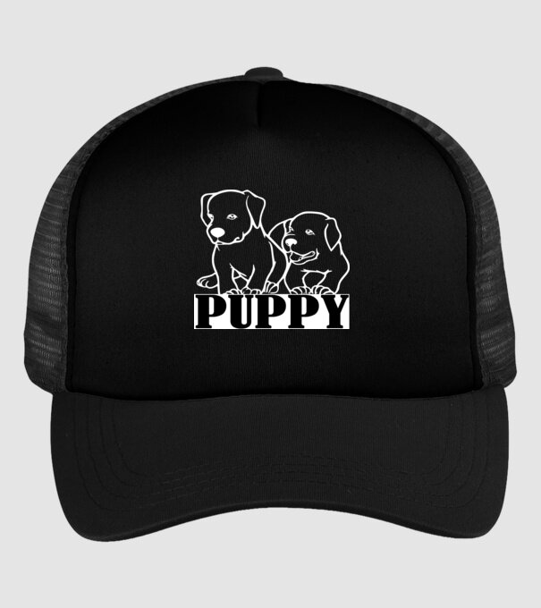 puppy white minta fekete pólón