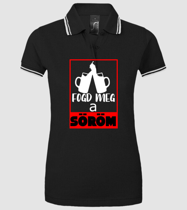 fogd meg a söröm fehér minta fekete pólón