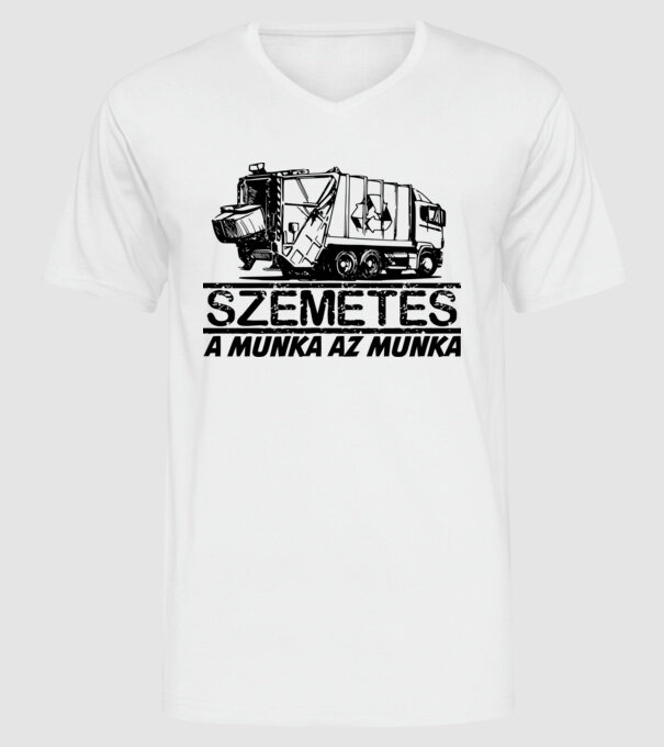 szemetes minta fehér pólón