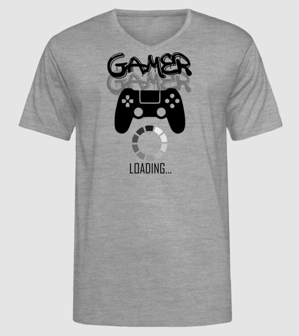 gamer loading01 minta szürke pólón