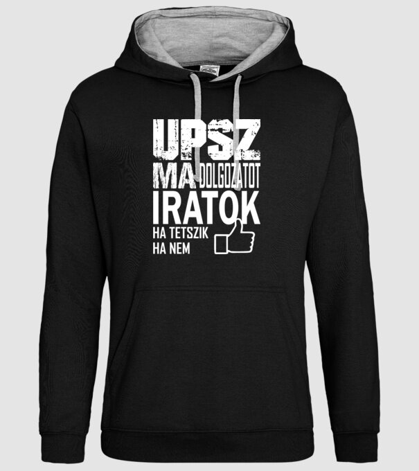 upsz ma dolgozatot fehér minta fekete pólón