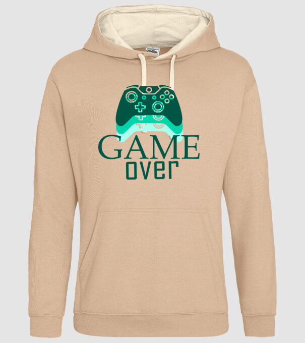 gamer kék minta homokszín pólón