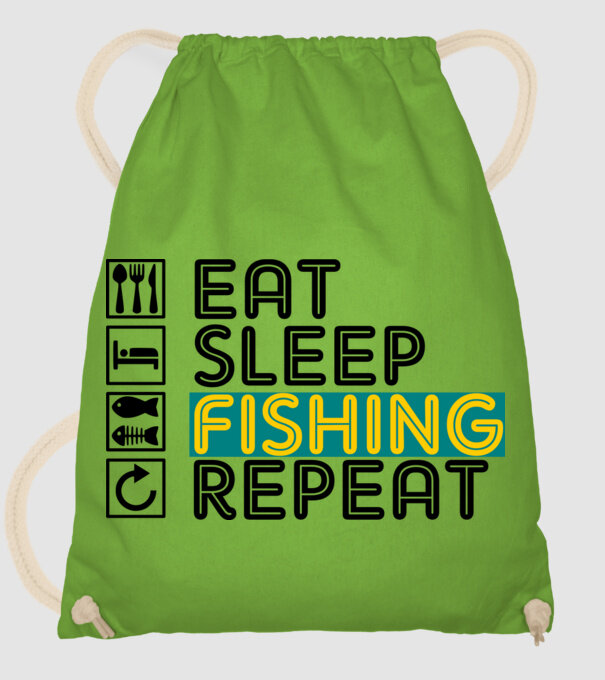 eat sleep fishing repeat minta almazöld pólón