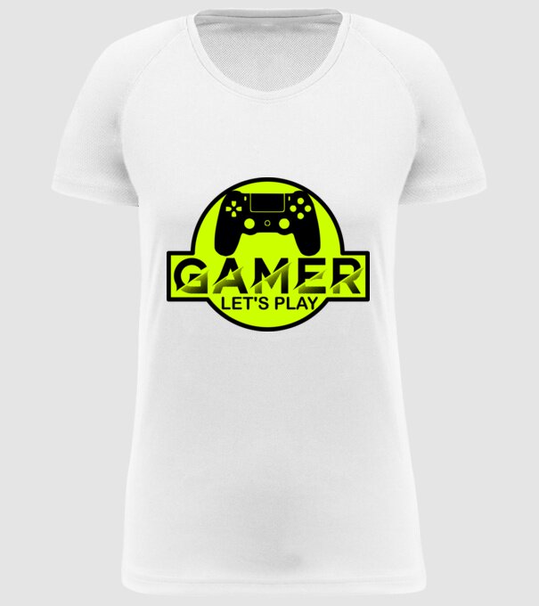 let's play zöld minta fehér pólón