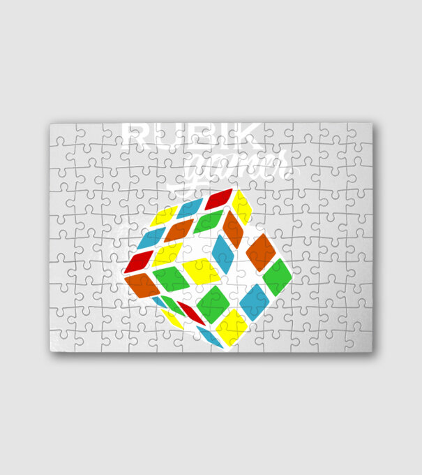 Rubik fehér minta fehér pólón