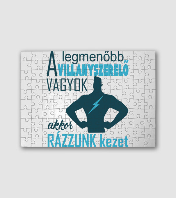 villanyszerelő kék minta fehér pólón
