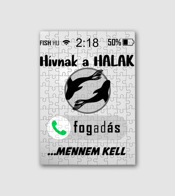 hívnak a halak fekete minta fehér pólón