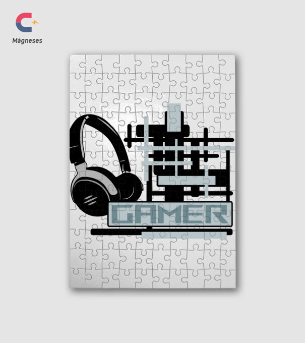 gamer füles minta fehér pólón