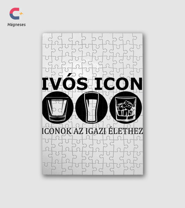 ivós fekete icon minta fehér pólón