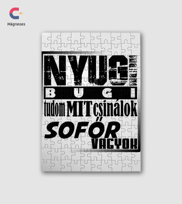 nyugi sofőr minta fehér pólón