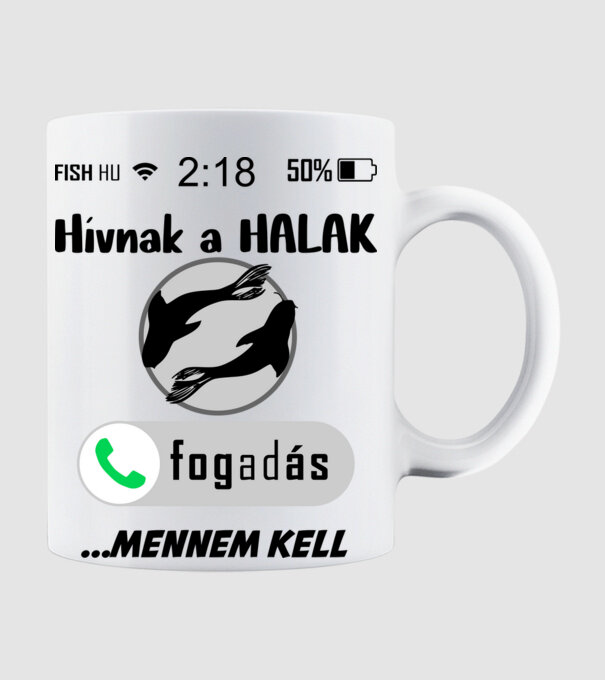 hívnak a halak fekete minta fehér pólón