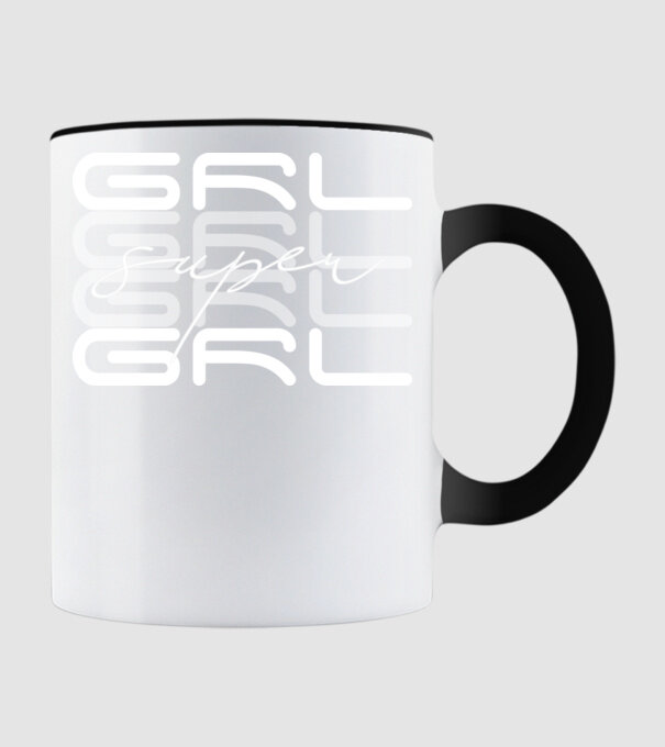 super grl white minta fekete pólón