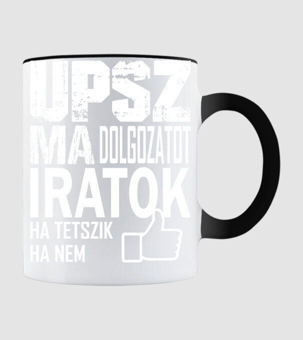 upsz ma dolgozatot fehér minta fekete pólón