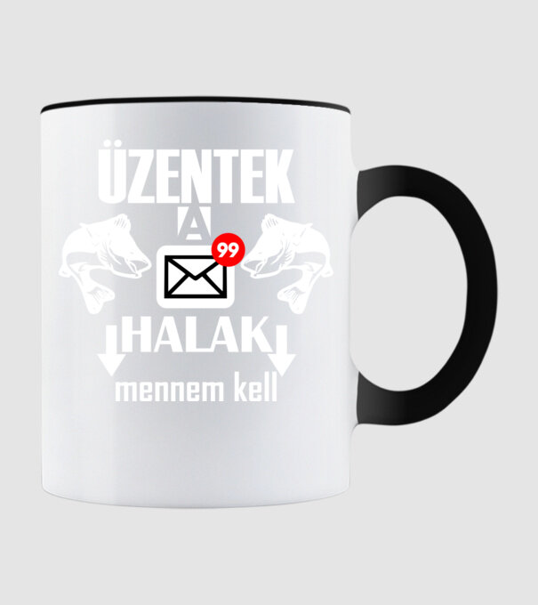 üzentek a halak minta fekete pólón