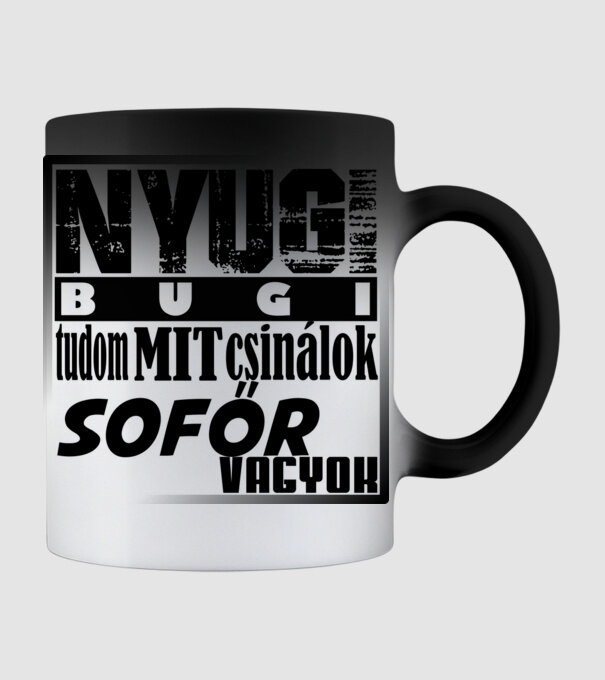 nyugi sofőr minta fekete pólón