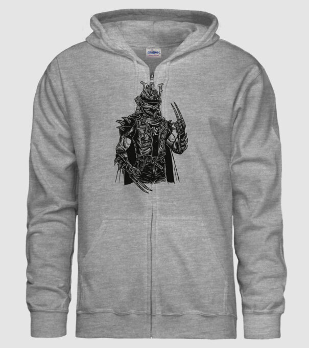 Samurai Punk minta szürke pólón