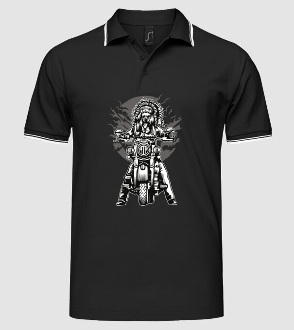 Indian Chief Motorcycle minta fekete pólón