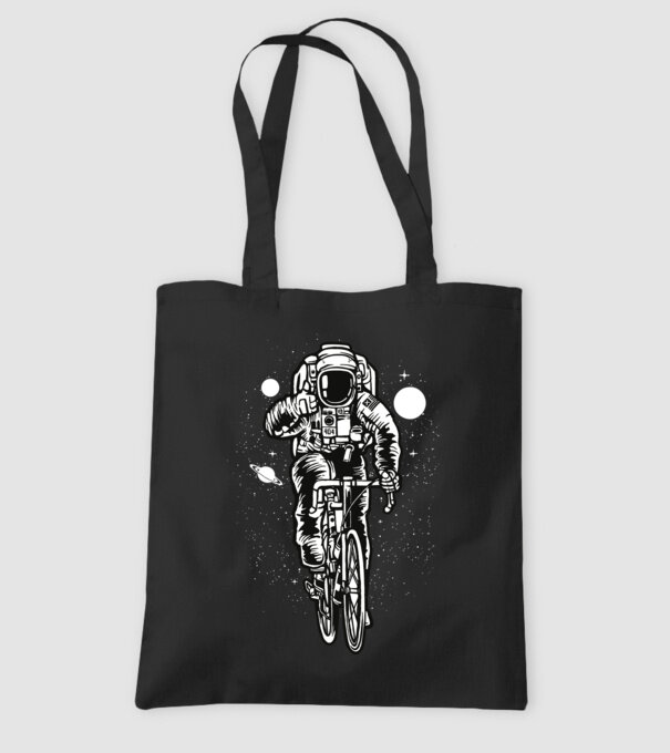 Astronaut Bicycle minta fekete pólón