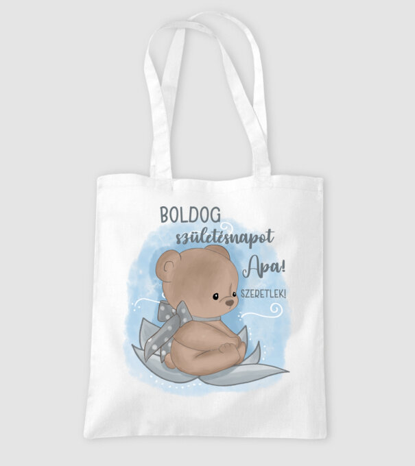 Boldog szülinapot apa maci minta fehér pólón