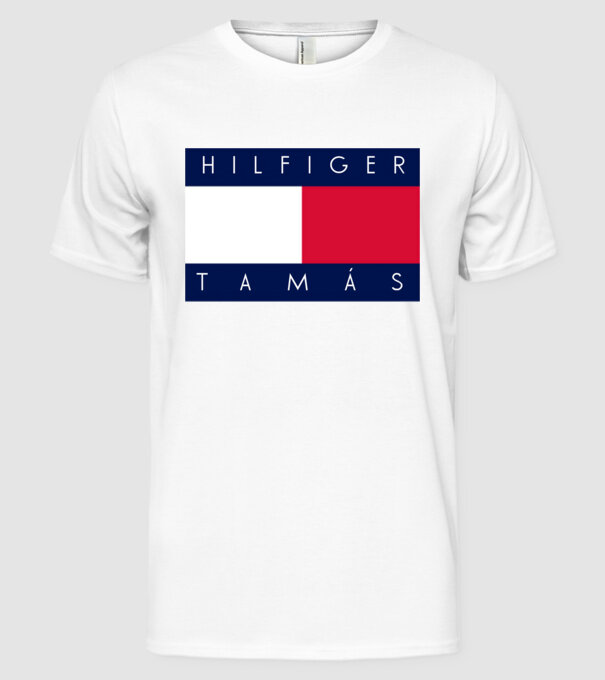 Hilfiger Tamás minta fehér pólón