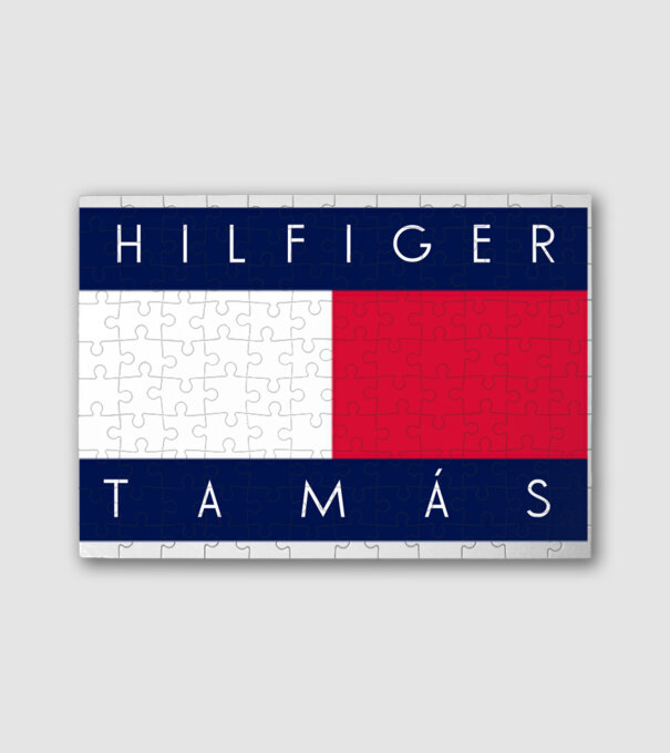 Hilfiger Tamás minta fehér pólón