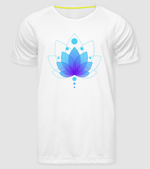 Kék Lotus minta fehér pólón