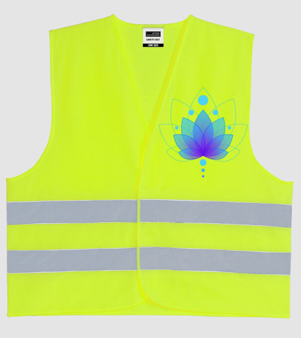 Kék Lotus minta neonsárga pólón