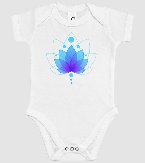 Kék Lotus minta fehér pólón