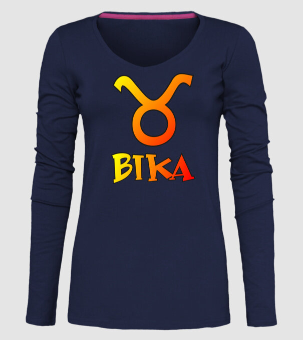 Bika minta sötétkék pólón