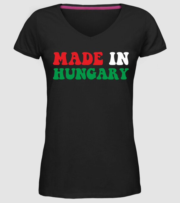Made In Hungary minta fekete pólón