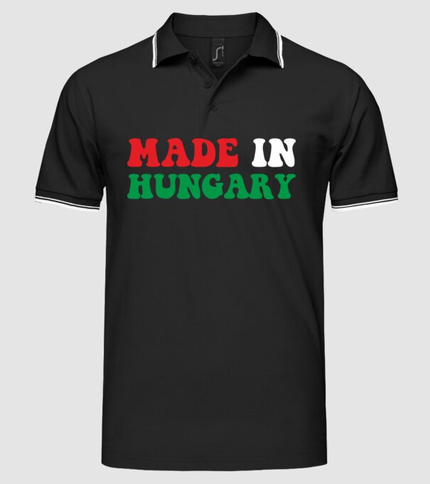 Made In Hungary minta fekete pólón