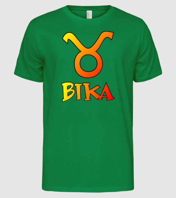 Bika minta zöld pólón