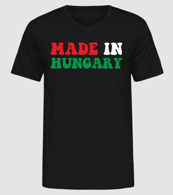 Made In Hungary minta fekete pólón