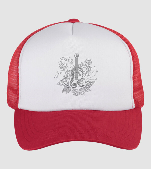 Gitár minta fehér/piros pólón