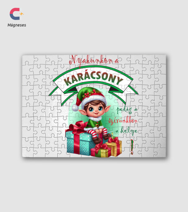 Karácsonyi manófiú minta fehér pólón